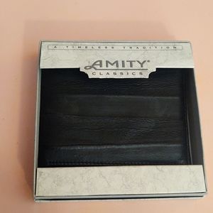 Vintage Amity Men's Black Leather Wallet (NWT)